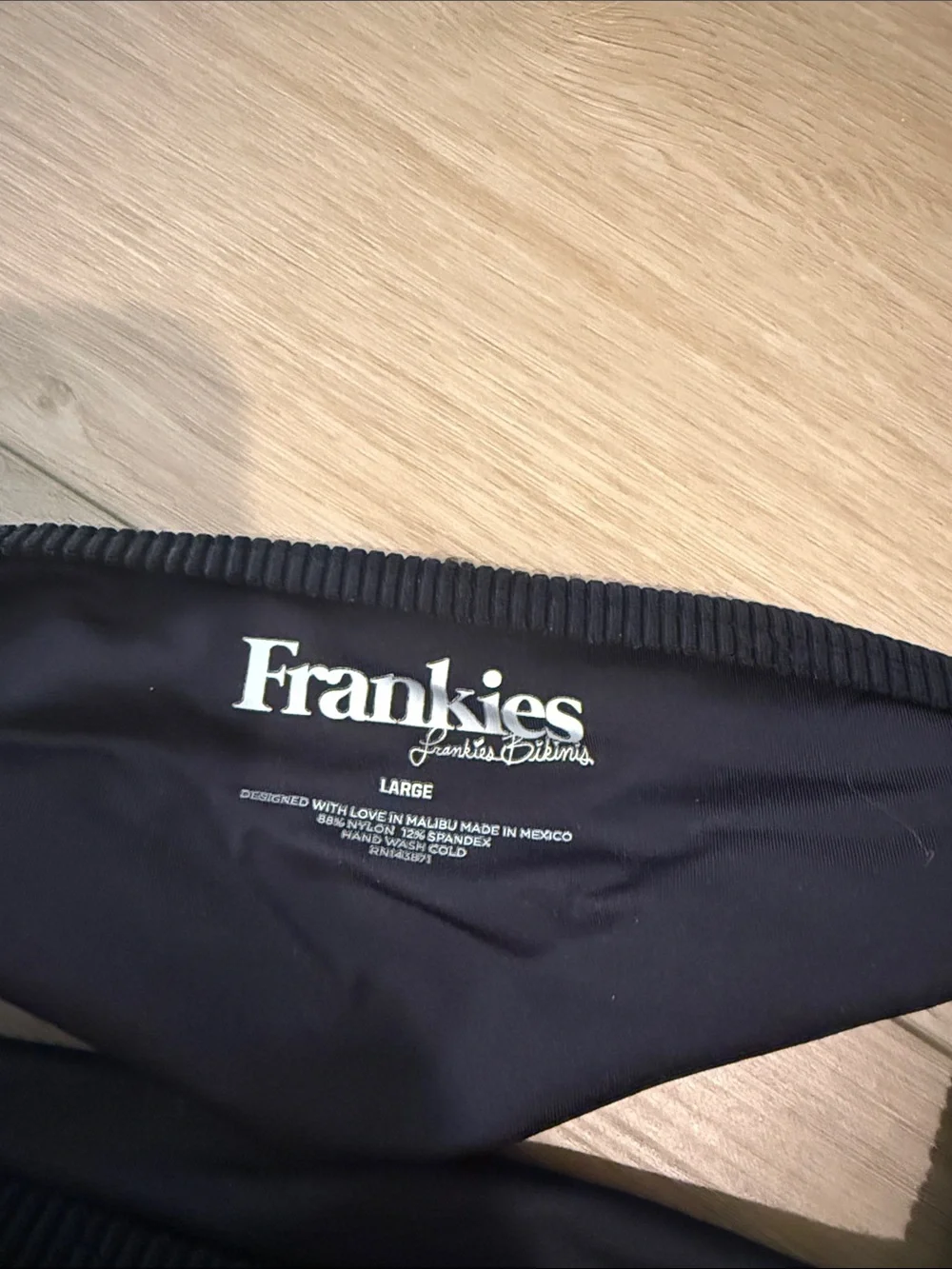 Frankie's Bikinis  Black Ribbed Tube Top